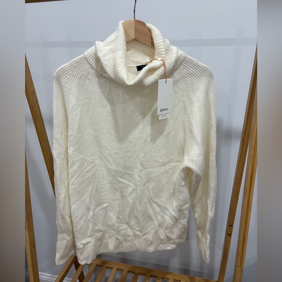 Quince Cream Baby Alpaca-Wool Turtleneck Cowl Neck Sweater - Picture 5 of 7